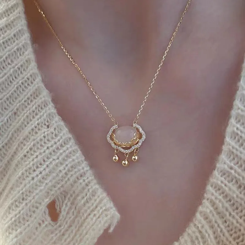 High Quality Gold Plated Cubic Zircon Necklace Jewelry Stainless Steel Crystal Stone Necklace For Women