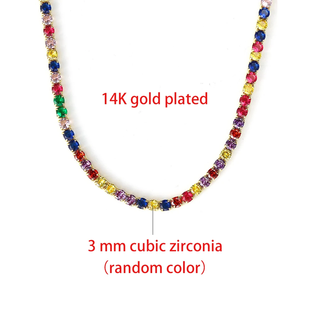 Tennis Choker Necklaces Women HipHop Iced Out AAA+ Cubic Zirconia Gold Color Crystal Chain Female Jewelry on The Neck OHN099