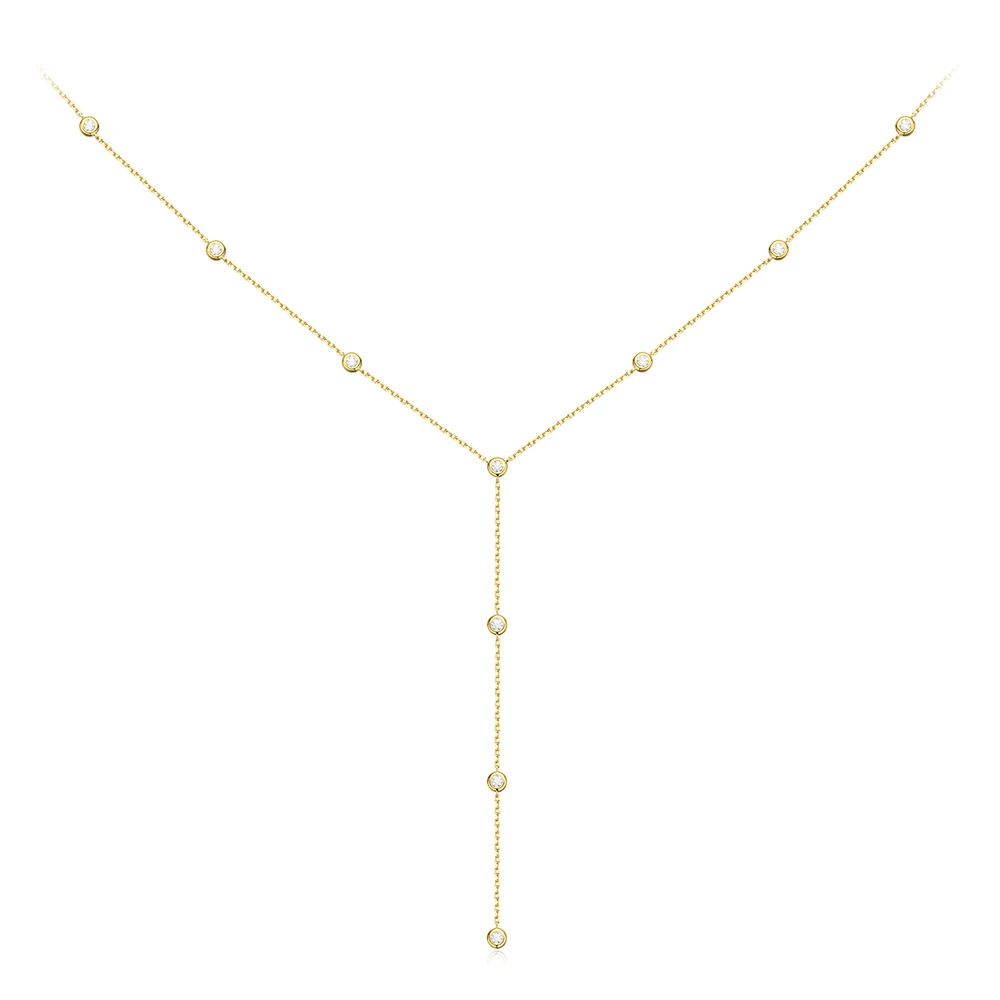 Moissanite Lariat Pendant Necklace For Women 18K White Gold Plated 1.2ct 12 Stones 100% 925 Silver Round Cut Moissanite Diamond