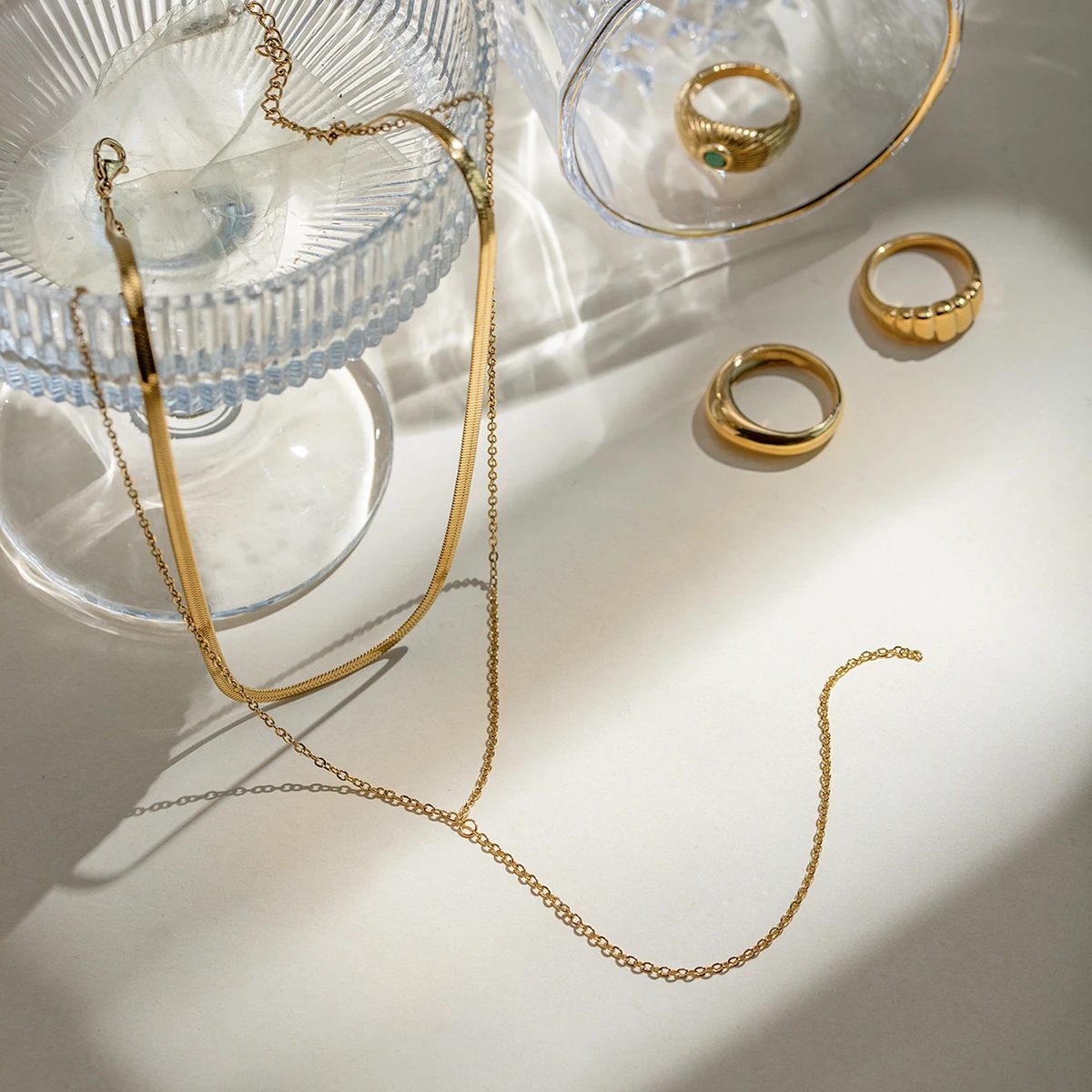 Minimalist 18K PVD Plated Light Cozy Stainless Steel Double Layer Y Shaped Necklace Chain Trendy Women Premium Jewelry Bijoux